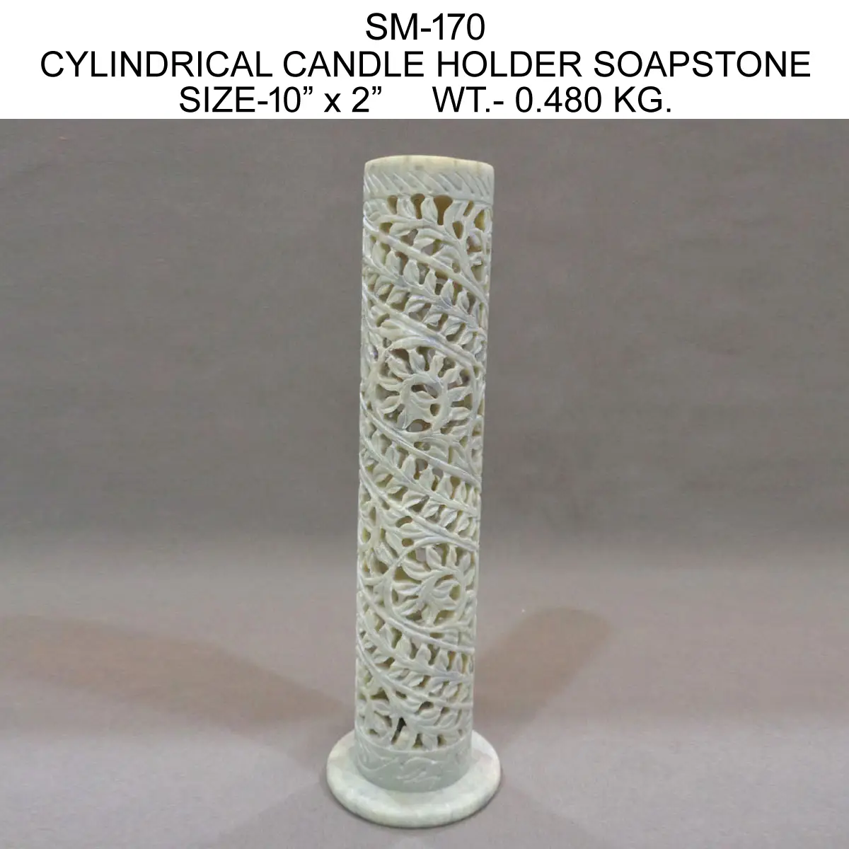 CYLINDRICAL CANDLE HOLDER SOAPSTONE